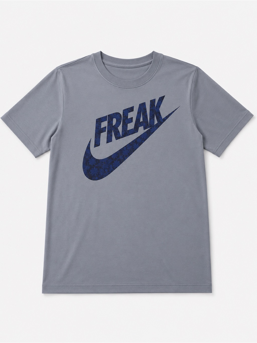 Nike Blue Tee with black FREAK Script and Swoosh